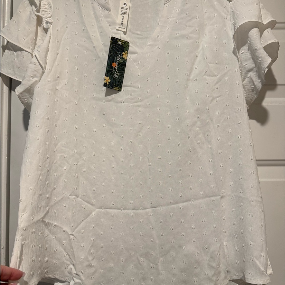 Elegant White Ruffle Sleeve Top